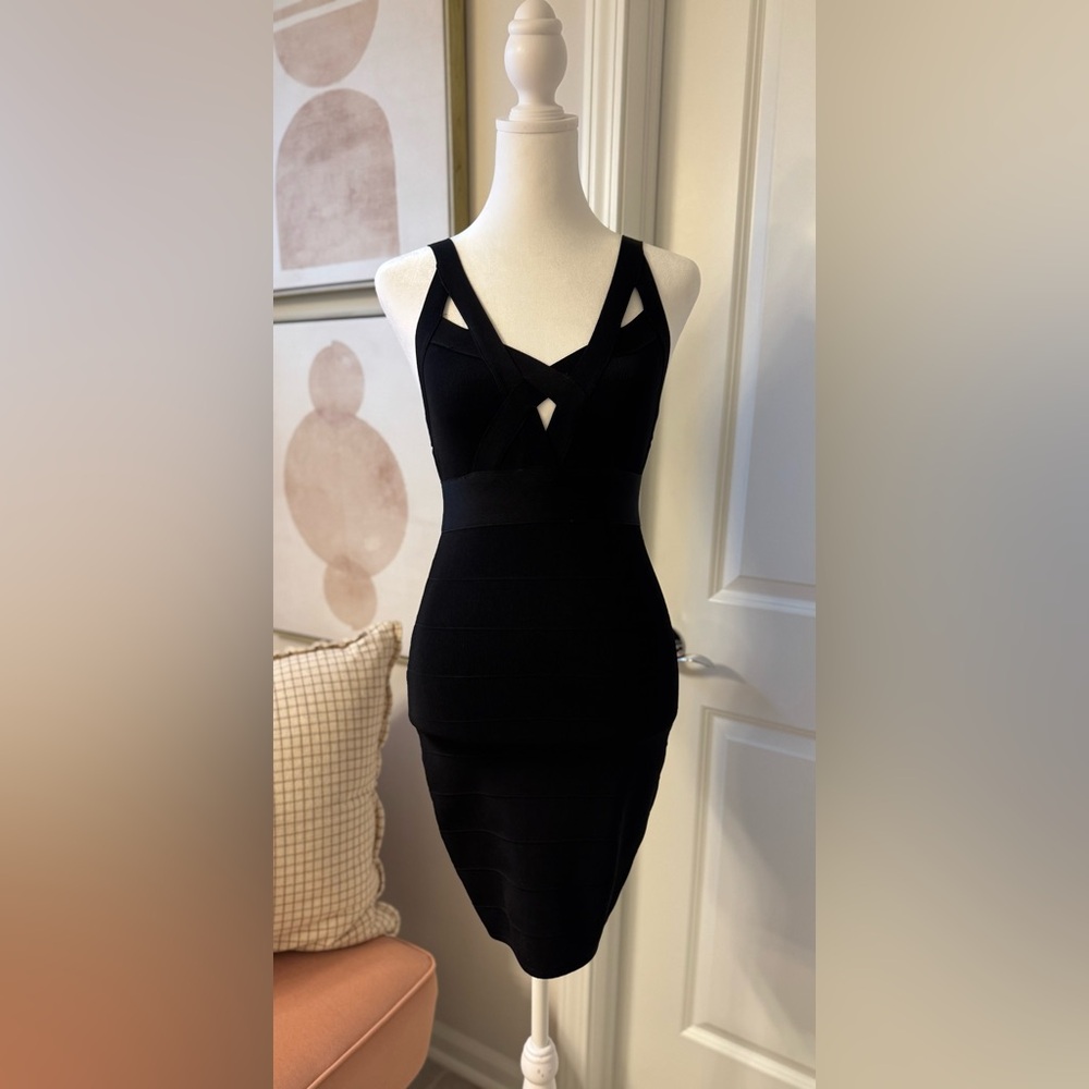 GUESS Black Bandage Bodycon Mini Dress – Size XS